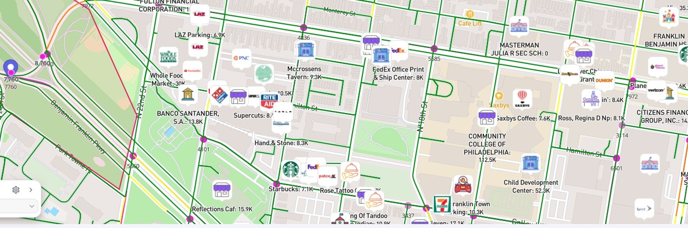 What the Foot Traffic Data Around the Parkway Likely Looked Like image